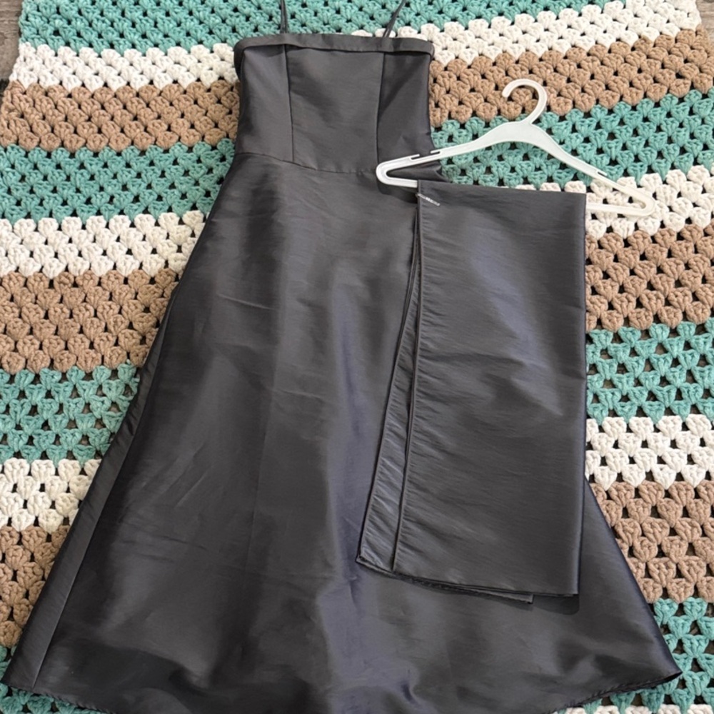 Gray Flower Girl Bridesmaid Formal Dress w/ Shaw Sash Girls sz 8